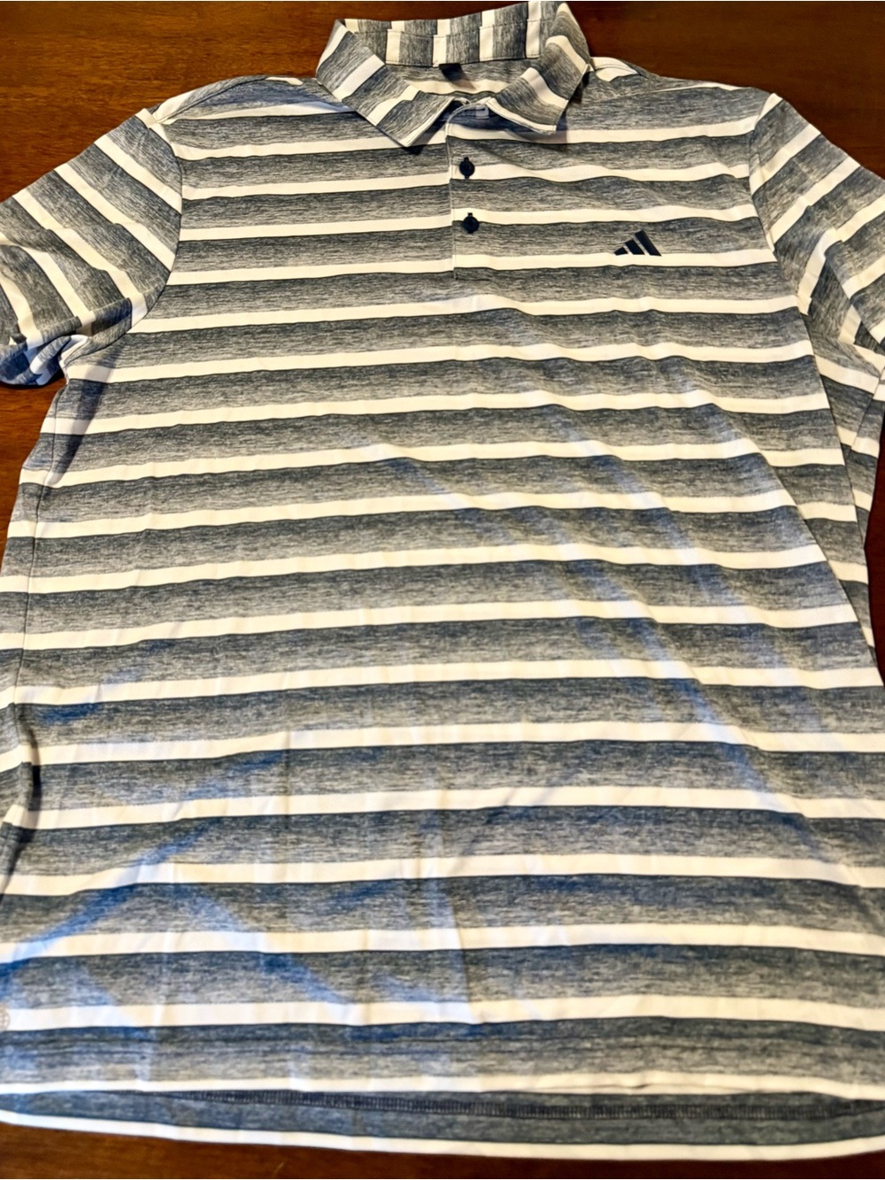 adidas Men’s Navy and White Striped Polo